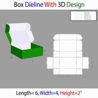 Mailer Box 6x4x2 inch Dieline Template With 3d Design vector