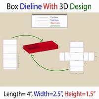 Sleeve Box 4x2.5x1.5 inch Dieline Template With 3d design vector