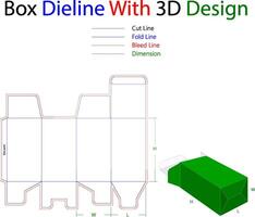 Square Snap Lock Box Dieline Template With 3d Design vector