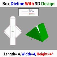 Triangle Gift Box L 4,W 4,H 4 inch Dieline Template With 3d Design vector
