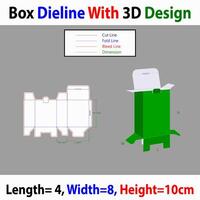 Snap Lock Box 4x8x10cm Dieline Template With 3d Design vector