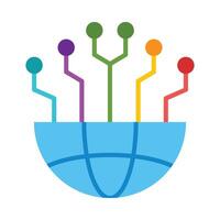 Global Network Flat Flat Icon Design vector