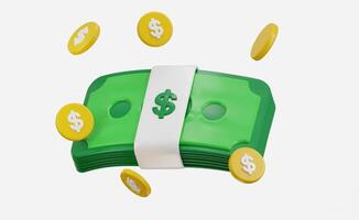 Money icon with dollar coin icon animation 3d render video