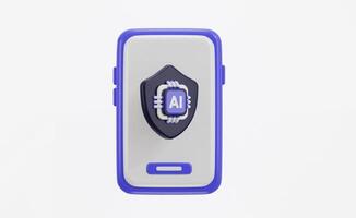 Smart phone with secure AI icon animation concept of Artificial Intelligence 3d icon animation video