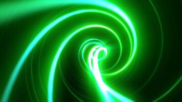 Abstract bright green glowing background tunnel with flying lines of energy video