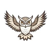 Owl with Spread Wings in Flight vector
