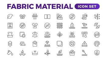 Set of Fabric Material line icon set. Fabric Features, Materials, Fabric Business web icons in line style. Product, industry, shop, symbol. vector