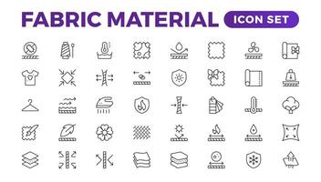 Set of Fabric Material line icon set. Fabric Features, Materials, Fabric Business web icons in line style. Product, industry, shop, symbol. vector