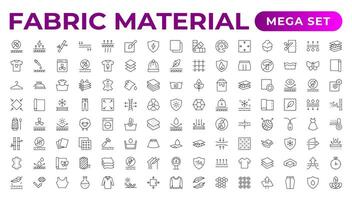 Set of Fabric Material line icon set. Fabric Features, Materials, Fabric Business web icons in line style. Product, industry, shop, symbol. vector