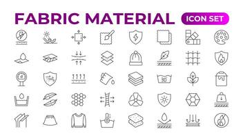 Set of Fabric Material line icon set. Fabric Features, Materials, Fabric Business web icons in line style. Product, industry, shop, symbol. vector