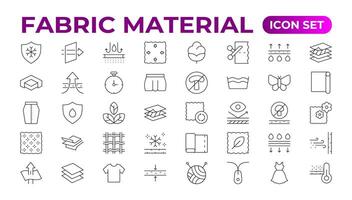 Set of Fabric Material line icon set. Fabric Features, Materials, Fabric Business web icons in line style. Product, industry, shop, symbol. vector