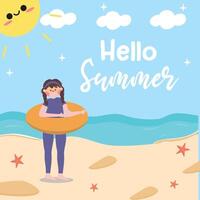 Hello summer event illustration in cute style vector