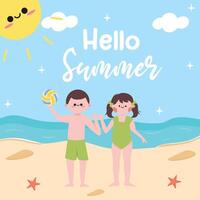 Hello summer event illustration in cute style vector