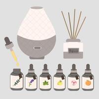 Hand drawn aromatherapy element set. vector