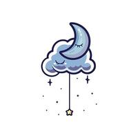 Cloud with Moon vector