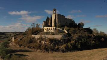 Aerial view of the walled town of Montfalco Murallat video