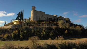 Aerial view of the walled town of Montfalco Murallat video
