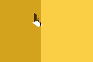 Businessman sitting on balcony. concept of future, thinking and having vision vector