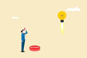 Lightbulb rocket launch flying high. Business creativity and inspiration concepts . motivation for success. think big ideas vector
