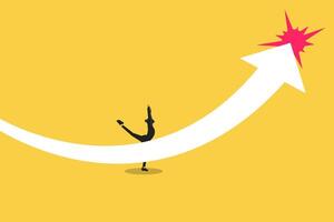 Successful businessman standing on the arrow. symbol of achievement, success and developing business in successful way. Businessman looking forward vector