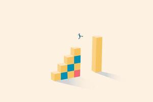 big jump to fill the gap surreal concept. Business challenge and solution. eps10 illustration. vector