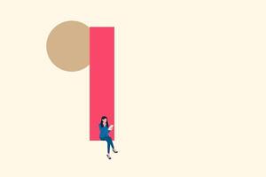 business woman sitting with computer laptop. smart thinking to solve problem concept vector