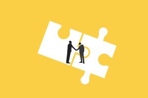 Business negotiation, deal making or acquisition, merger concept. Two men shaking hands. Minimal design. Eps10 illustration vector