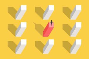 Businessman think different way. concept of leadership, planning, strategy, and success vector