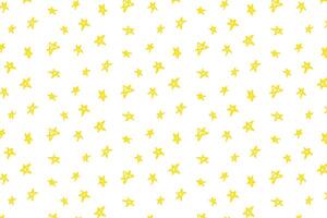 Yellow stars doodle on a white background pattern. graphics of the sky at night. Stars in the sky pattern. Children's graphics vector