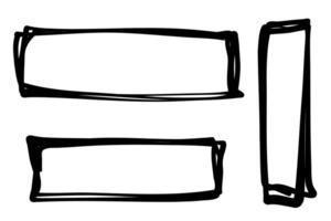 Marker frames and text boxes, grunge textured doodle drawn elements set. illustration. vector