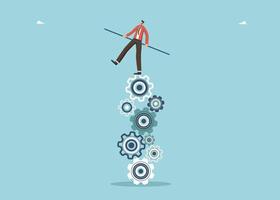 Man balancing on gears vector