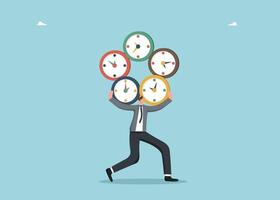 Man keeps a lot of clocks vector