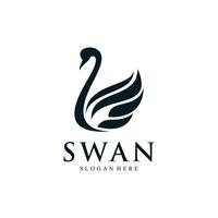 Swan logo design template with modern concept vector
