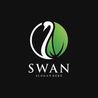 Swan logo design template with modern concept vector