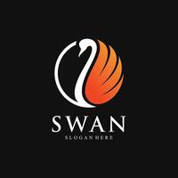 Swan logo design template with modern concept vector
