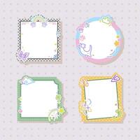 cute and adorable colorful memo frame design for bullet journal vector