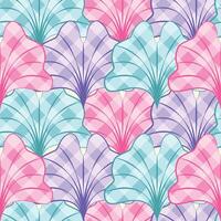 Abstract geometric style checkered texture colorful biloba ginkgo leaf seamless pattern vector