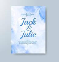Wedding invitation with abstract watercolor background vector