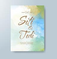 Wedding invitation with abstract watercolor background vector