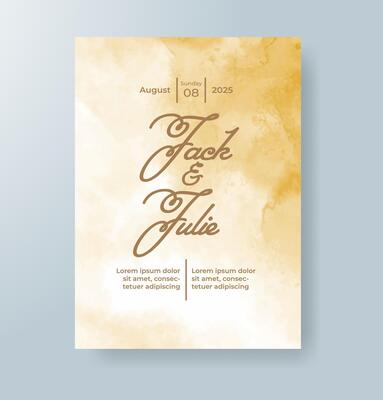 Wedding invitation with abstract watercolor background