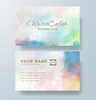 Beautiful business card template with watercolor vector