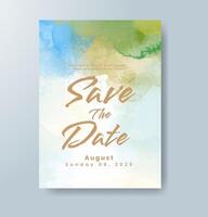 Wedding invitation with abstract watercolor background vector