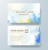 Beautiful business card template with watercolor vector