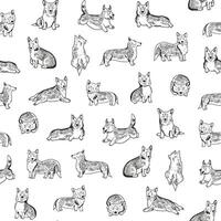 Corgi dog collection illustrations seamless pattern. vector