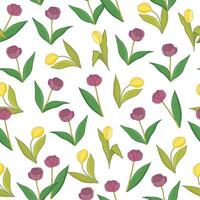 Tulip fower simple sealess pattern. vector