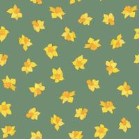 Daffodil flower illustrations seamless pattern. vector