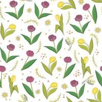 Tulip fower simple sealess pattern. vector