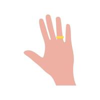 Hand with engagement ring in cute style vector