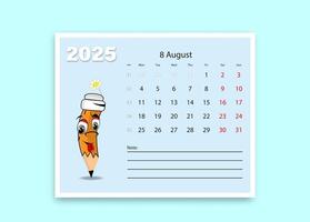 A school calendar with funny cartoon characters from stationery. lesson schedule template. vector