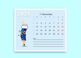 A school calendar with funny cartoon characters from stationery. lesson schedule template. vector